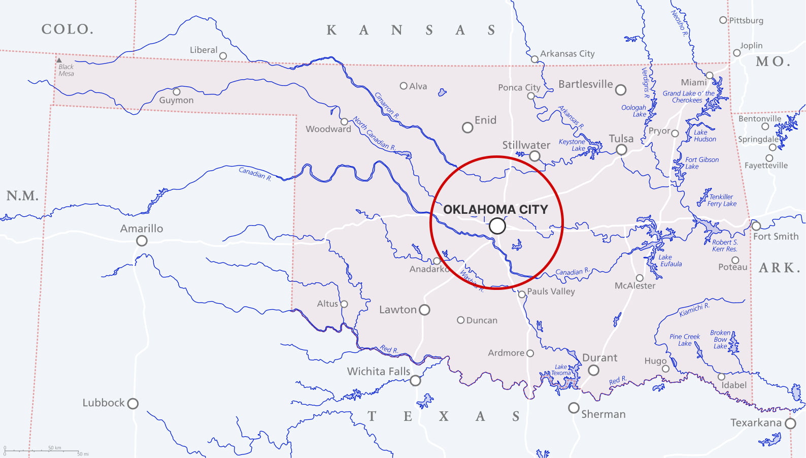 Map of service areas