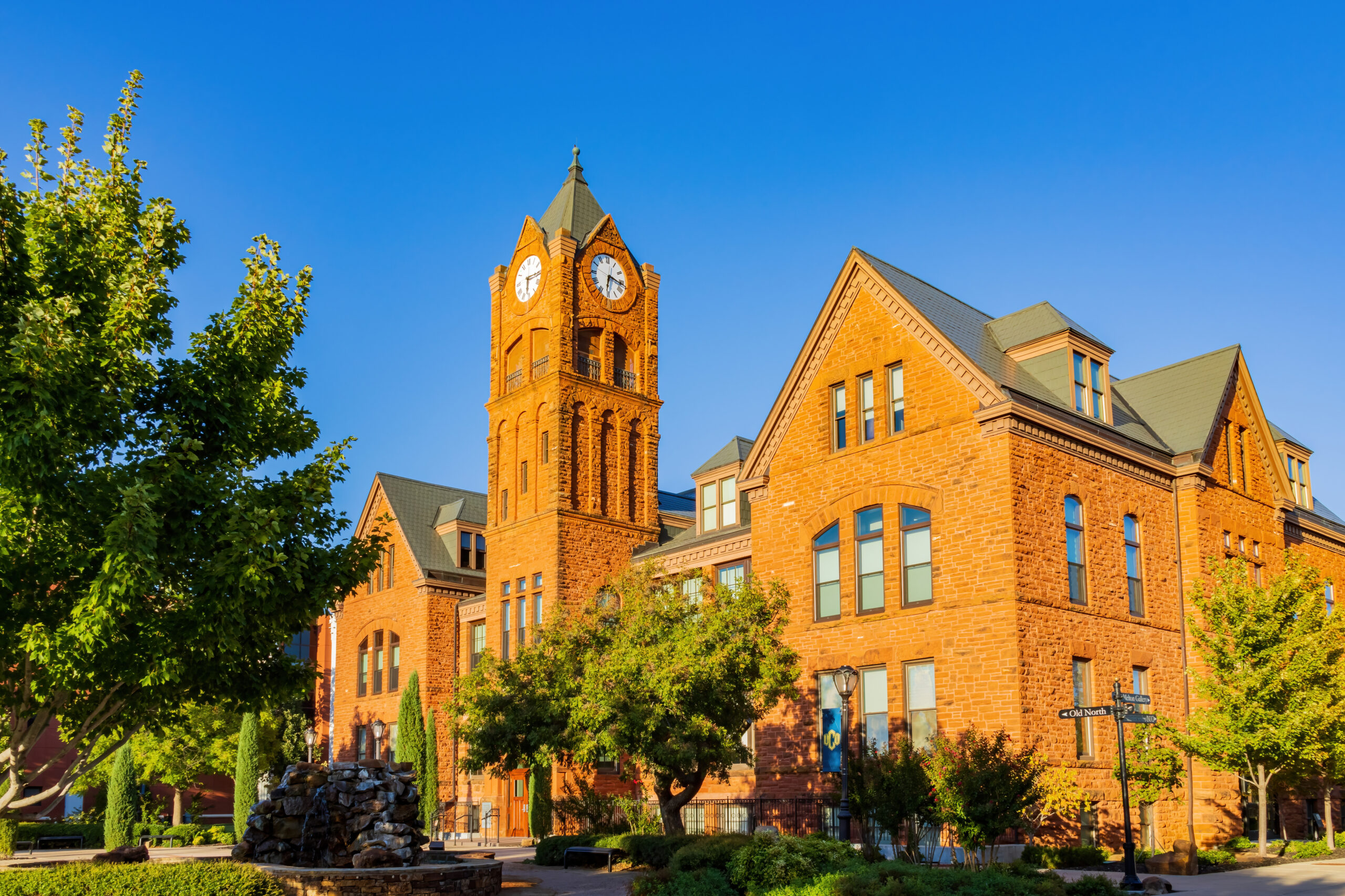 Sunny view of the Old North Tower of University of Central Oklahoma, Edmond