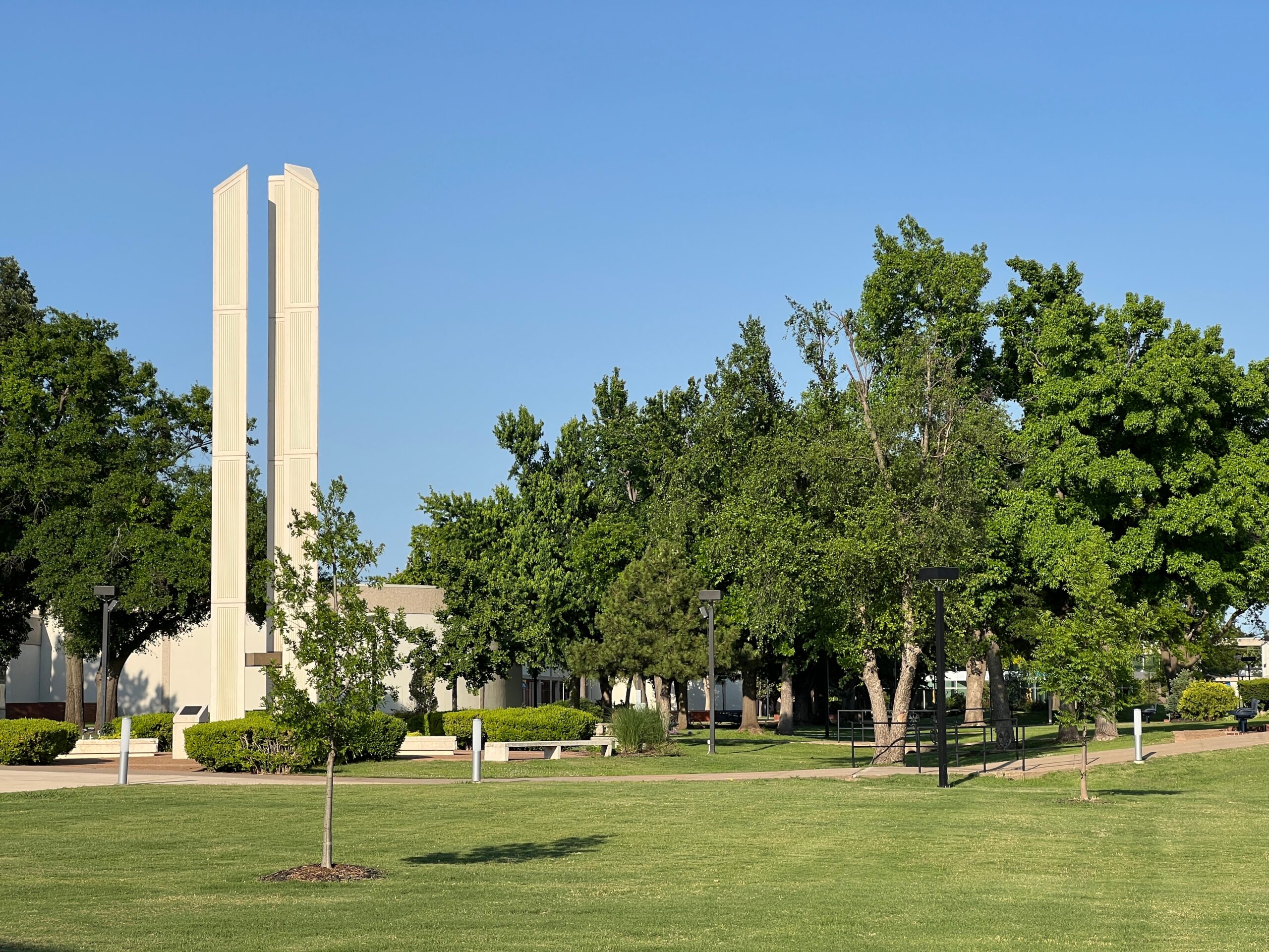 Rose State College in Midwest City Oklahoma on a clear blue sky day